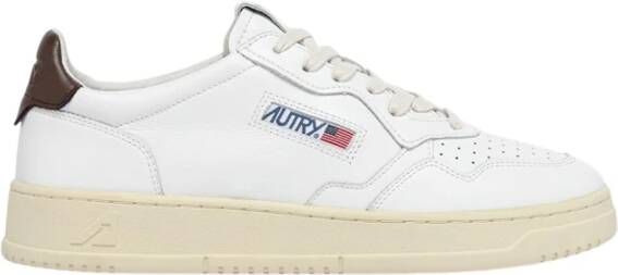 Autry Witte bruine leren sneakers Vintage geïnspireerd ontwerp Wit