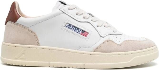 Autry Leren lage sneakers met contrasterende inzetstukken White