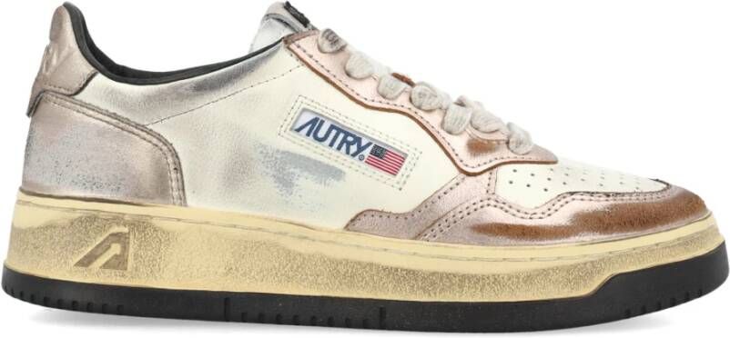 Autry Metallic Rose Sneakers Vintage Stijl Beige Dames