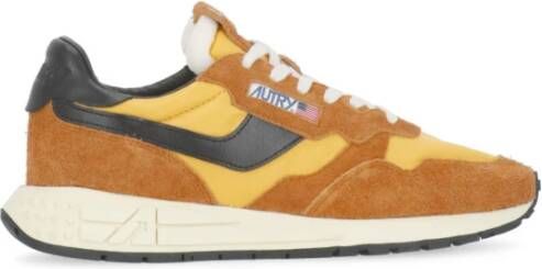 Autry Oranje Leren Sneakers Ronde Neus Orange Heren