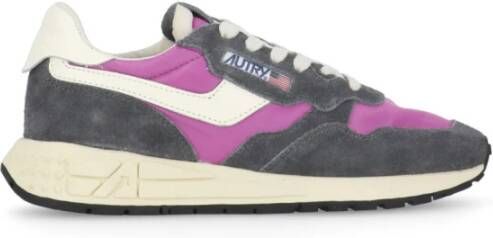 Autry Paarse Leren Sneakers met Suède Inzetstukken Multicolor Dames