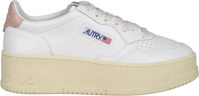 Autry Platform Sneakers in Koeienhuid Leer White Dames