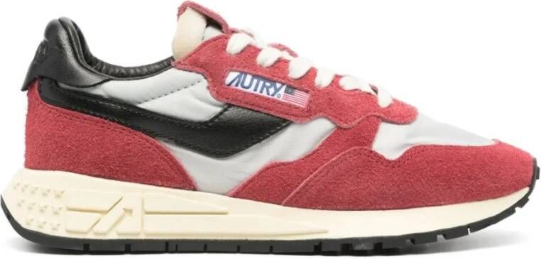 Autry Reelwind Low Nylon Suede Sneakers Red Dames