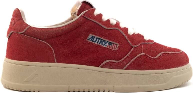 Autry Rode Gum Medalist Lage Suède Sneakers Red Dames