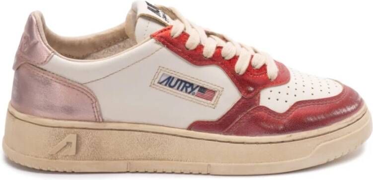 Autry Rode Sneakers met Logo Patch Multicolor Dames