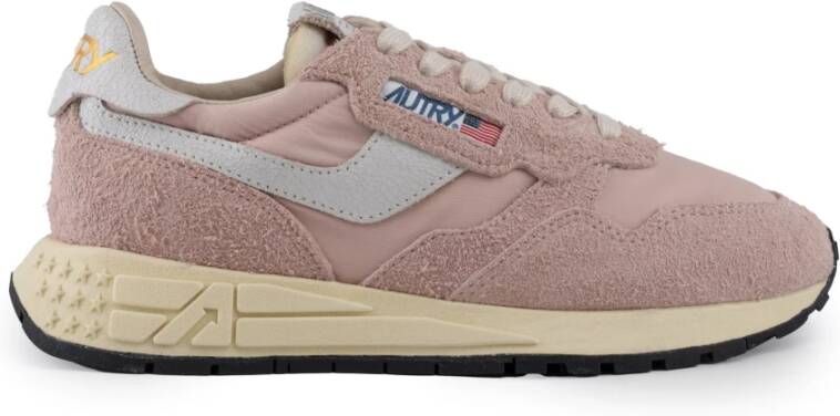 Autry Roze en witte suède sneakers Pink Dames