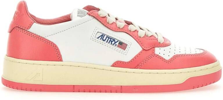 Autry Roze Leren Sneakers 1980s Design Pink Dames