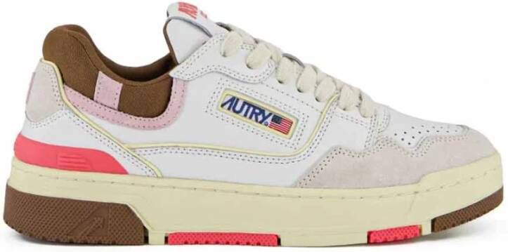 Autry Roze leren sneakers met suède inzetstukken Multicolor Dames