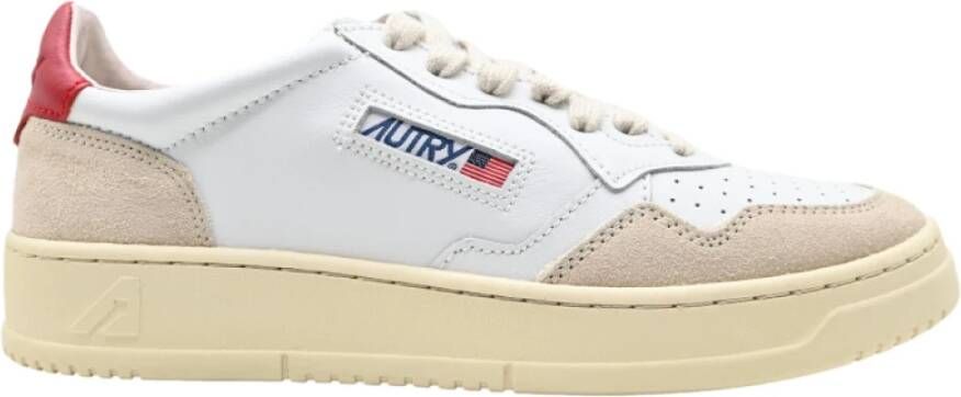 Autry Sneakers Laag Leer Suède Wit Rood Multicolor Dames