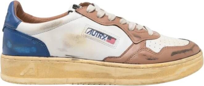 Autry Vintage Witte Sneakers met Blauwe Hiel Multicolor Heren