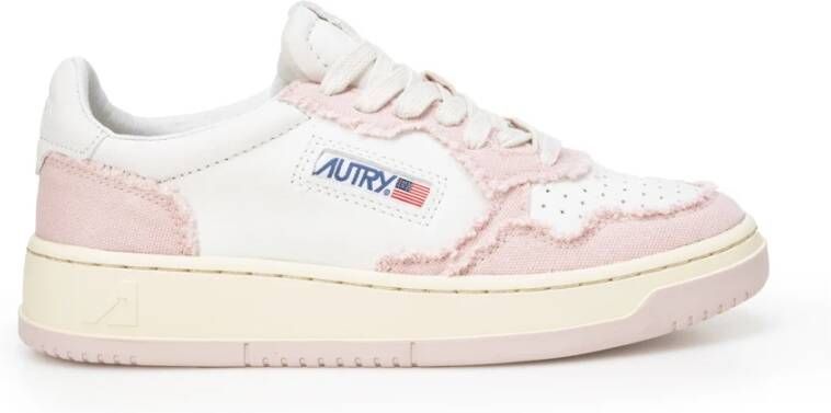 Autry Tweekleurige leer- en stoffen medaillewinnaar sneakers Roze Dames