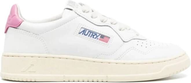 Autry Witte Mauve Lage Sneaker met Leren Tong White Dames