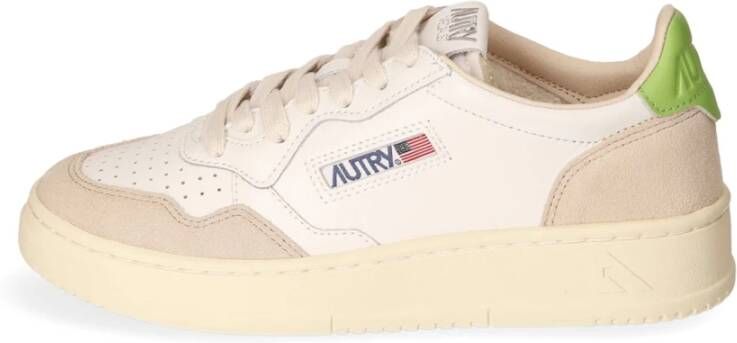 Autry Witte Leren Sneakers met Groene Hiel Multicolor