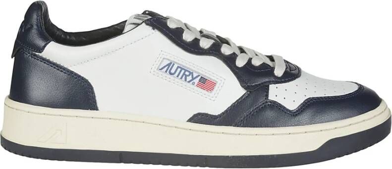 Autry Vintage-geïnspireerde witte en groene leren sneakers White Heren