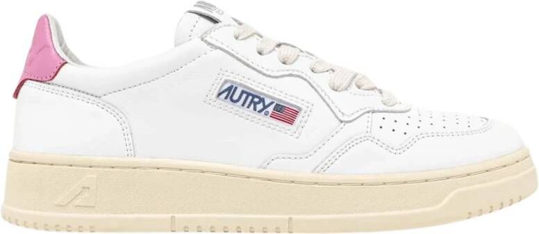 Autry Leren Lage Sneakers met Contrast Inzetstukken White Dames