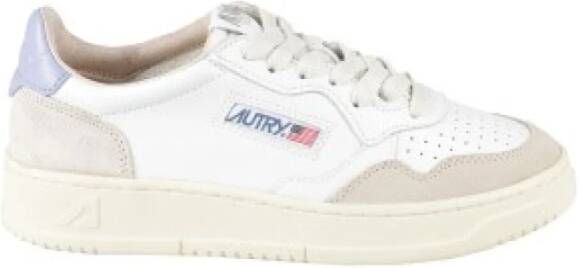 Autry Vintage Lage Leren Suède Sneakers Wit Lavendel White Dames