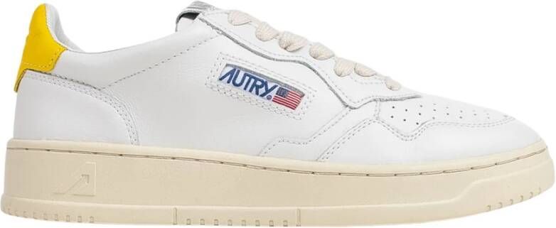 Autry Vintage witte en gele leren sneakers White Dames