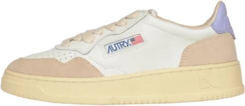 Autry Vintage Lage Leren Suède Sneakers Wit Lavendel White Dames