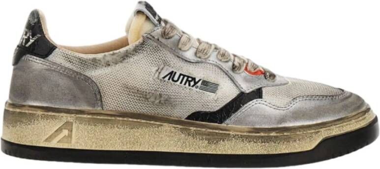 Autry Vintage Zilver Wit Leren Sneakers Multicolor Heren