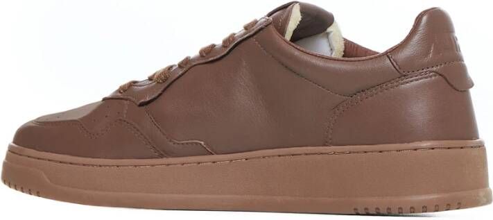 Autry Bruine Koeienhuid Sneakers Witte Zool Brown Heren