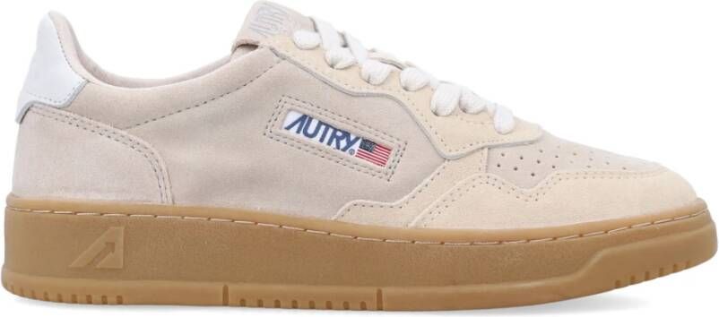 Autry Suède Leren Lage Sneakers Beige Dames