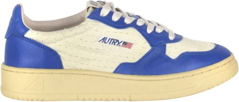 Autry Twee-Tone Leren en Canvas Sneakers Blauw Dames