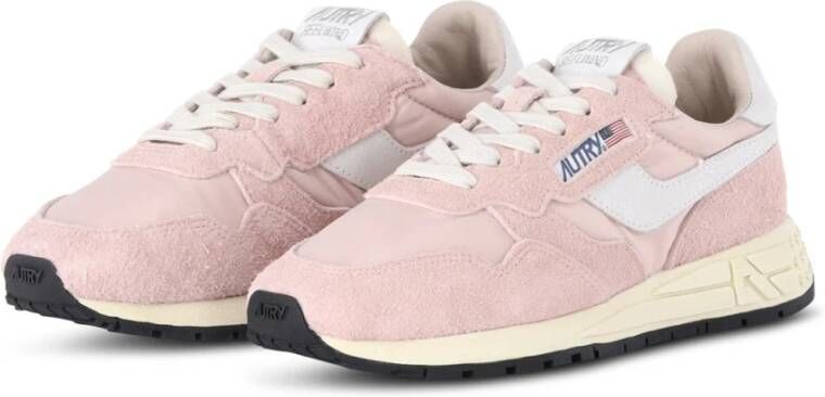 Autry Veloursneaker met textiel details Pink Dames