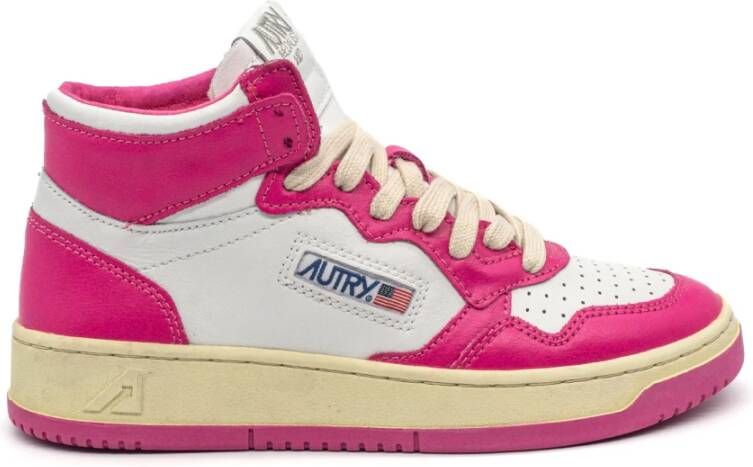 Autry Leren damessneakers met veters Pink Dames