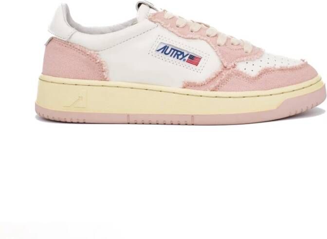 Autry Tweekleurige leer- en stoffen medaillewinnaar sneakers Roze Dames