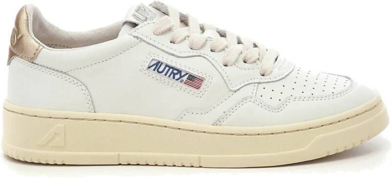 Autry Vintage Lage Leren Sneaker Wit Goud White Dames