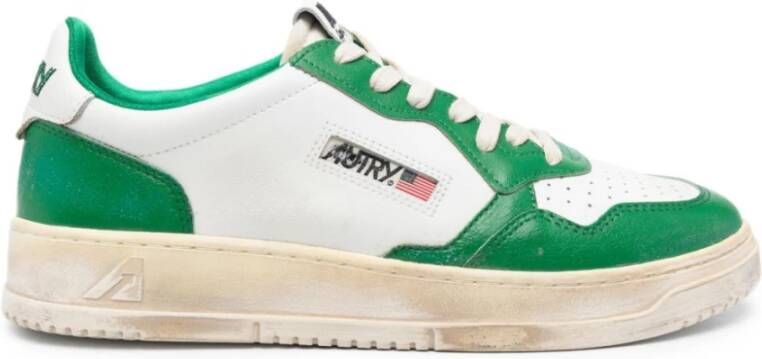 Autry Vintage Lage Wit Groen Leren Sneakers Green Heren