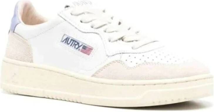 Autry Vintage Lage Leren Suède Sneakers Wit Lavendel White Dames