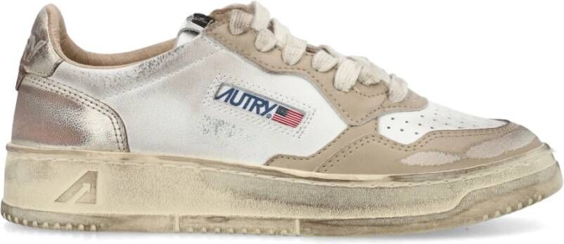 Autry Vintage Witte Sneakers met Zijlogo Multicolor Dames