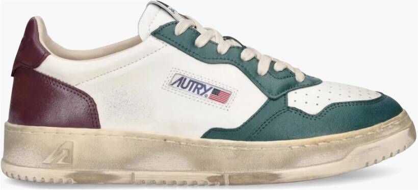 Autry Vintage Leren Lage Witte Benzine Sneakers White Dames