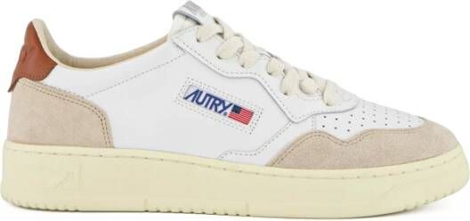 Autry Vintage Leren Sneaker met Suède Inzetstukken Beige Dames