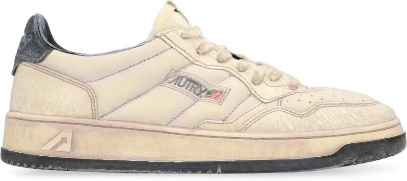 Autry Vintage Leren Sneakers met Contrasterende Hiel White Heren