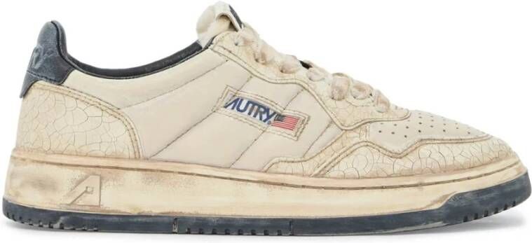 Autry Vintage Leren Sneakers met Gewatteerde Details Beige Dames