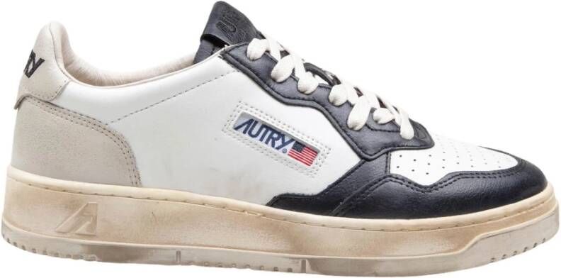 Autry Vintage Leren Sneakers Wit Zwart Beige Multicolor Heren