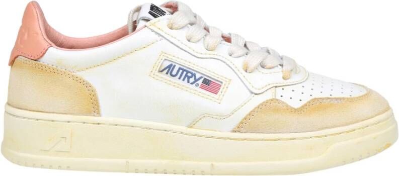 Autry Vintage Leren Sneakers Wit Roze White Dames