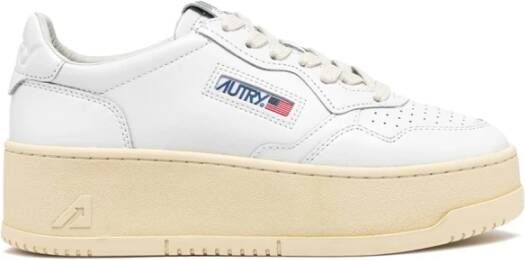 Autry Vintage Platform Leren Sneakers Wit White Dames