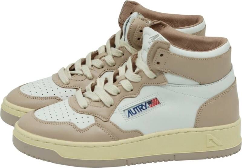 Autry Vintage Stijl Leren Sneakers Beige Dames