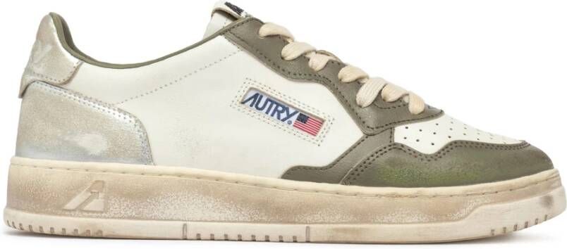 Autry Vintage Zilver en Khaki Sneakers Green Heren