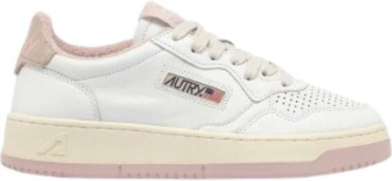 Autry Wit Roze Leren Sneakers White Dames