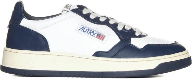 Autry Witte Blauwe Leren Lage Sneakers Blue Heren