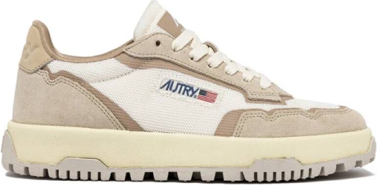 Autry Witte en beige mesh sneakers Beige Dames