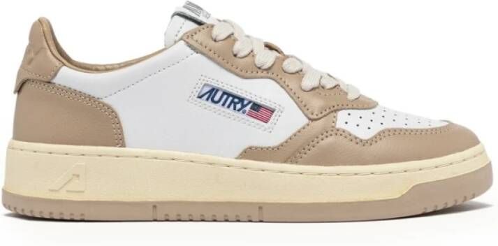 Autry Witte en beige sneakers Beige Dames