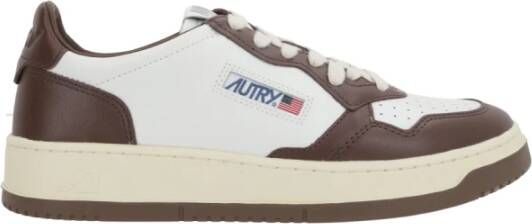 Autry Wit Bruin Lage-Top Leren Sneakers Brown Heren