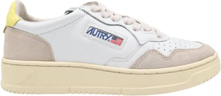 Autry Witte en gele leren sneakers White Dames