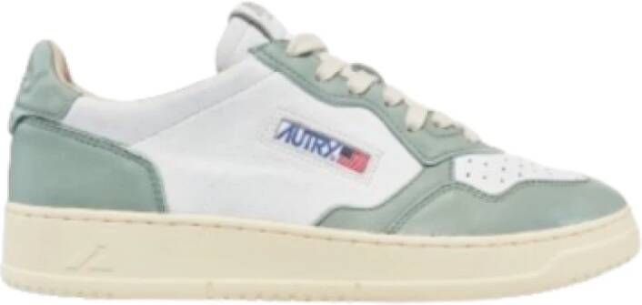 Autry Witte & Groene Leren Sneakers Multicolor Dames