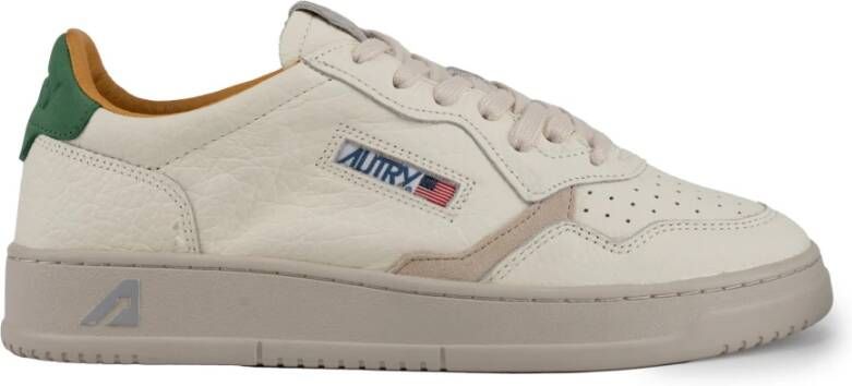 Autry Witte en groene leren sneakers White Heren